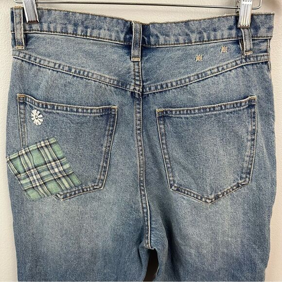 We The Free For Free People Steinbeck Patchwork Straight Leg Denim Jeans Size 27 - Picture 15 of 16